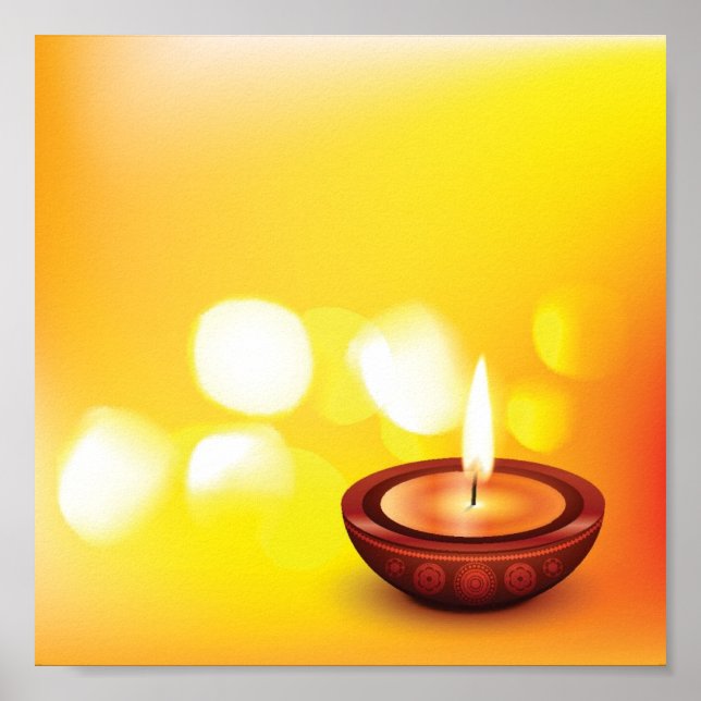 Poster Belle illustration diwali diya (Devant)