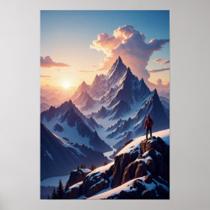 Poster Belle illustration du paysage de montagne