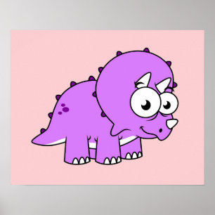 Poster Belle Illustration D'Un Tricératops.
