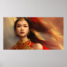 Belle Indonésienne Asiatique or rouge