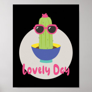 Poster Belle journée Kawaii drôles de cactus portant des 