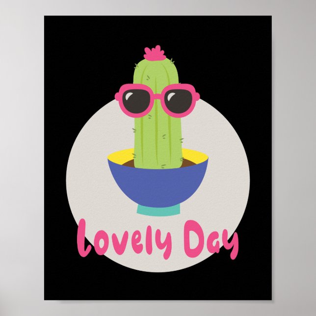 Poster Belle journée Kawaii drôles de cactus portant des  (Devant)