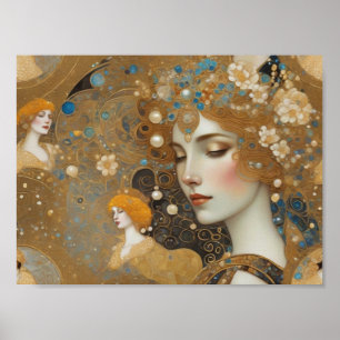 Poster Belle Klimt inspiré art 1, Donna de Rome