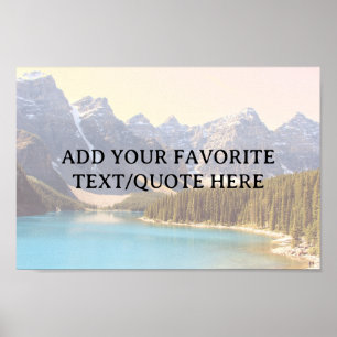 Poster Belle lac Moraine & Montagnes Texte personnalisé