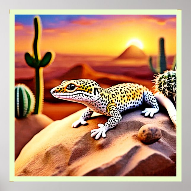 Poster Belle léopard du désert Gecko Design (Devant)