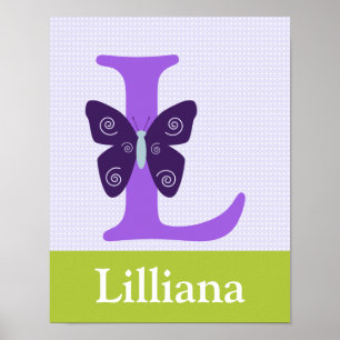 Poster Belle lettre papillon Art initial Imprimer