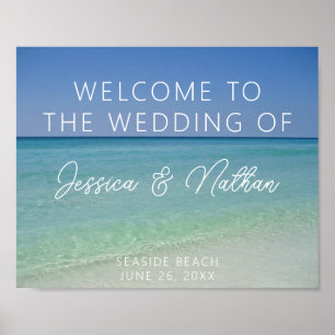 Poster Belle Mariage de mer Plage Horizon Bienvenue