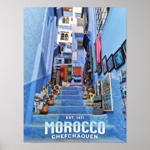 Poster Belle Marocaine Chefchaouen Blue North City