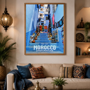 Poster Belle Marocaine Chefchaouen Blue North City