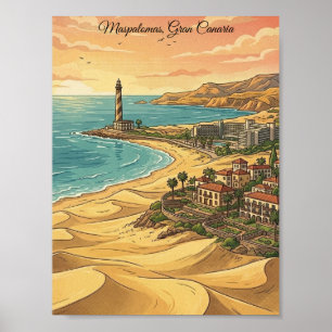 Poster Belle Maspalomas Gran Canaria Paysage de Dunes