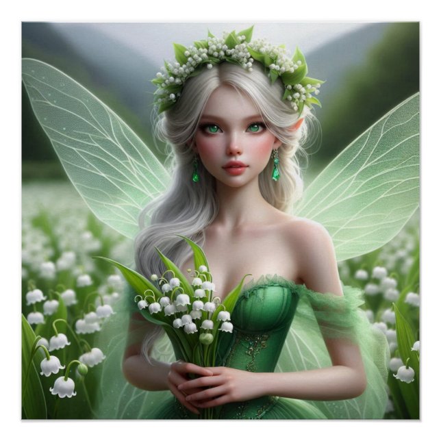 Poster Belle May Fairy dans Lilies de la Vallée (Devant)