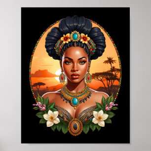 Poster Belle Melanin Femme Noire Reine De Sheba Desig
