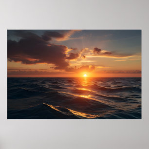 Poster Belle mer au coucher du soleil