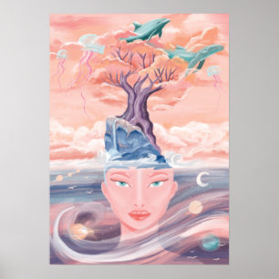 Poster Belle Mère Mystique Terre et Galaxie Universelle