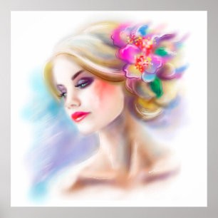 Poster belle mode de portrait de femme d'affiche