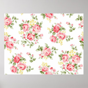 Poster Belle motif de fleur rose, petite bouqu fleurie