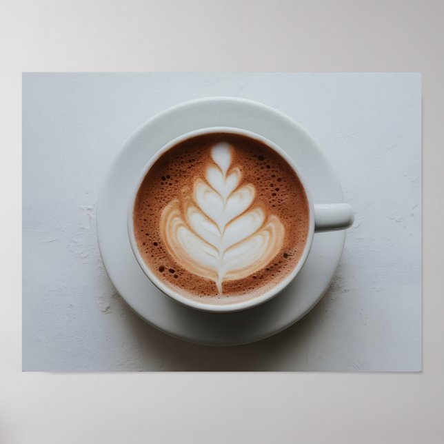 Poster Belle mousse de lait Latte Art sur cacao chaud (Devant)