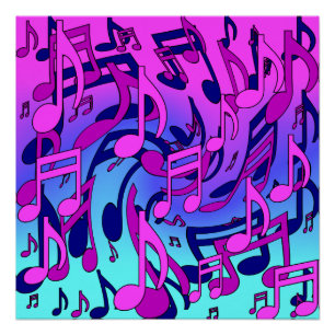 Poster Belle Musique Notes musicales Animées Upbeat Artsy