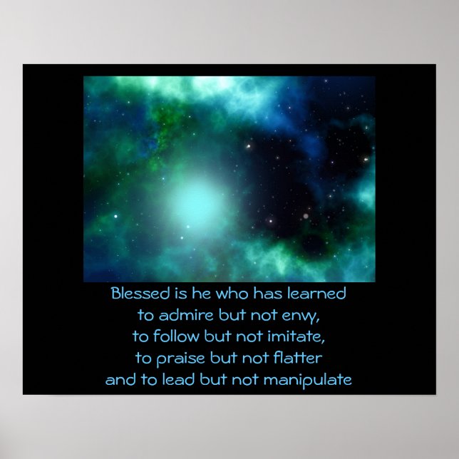 Poster Belle Nebula verte avec citation (Devant)