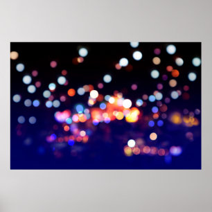 Poster Belle nuit de ville bokeh lumière, abstrait blur d