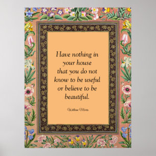 Poster Belle ou utile, citations de William Morris,