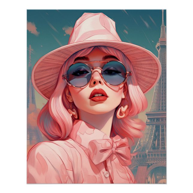 Poster Belle Parisienne en rose (Devant)