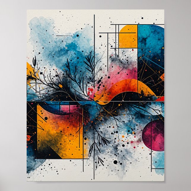 Poster Belle peinture à l'eau avec flottant (Devant)