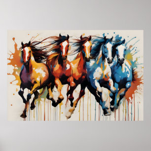 Poster Belle peinture de chevaux