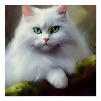 Poster Belle peinture Fluffy Cat