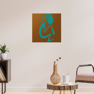 Poster Belle peinture Turquoise Kokopelli