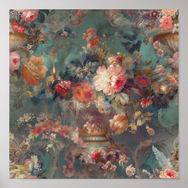 Poster Belle période Rococo Floral (Devant)