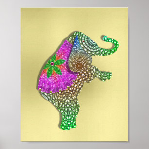 Poster Belle photo décorée d'éléphant indien