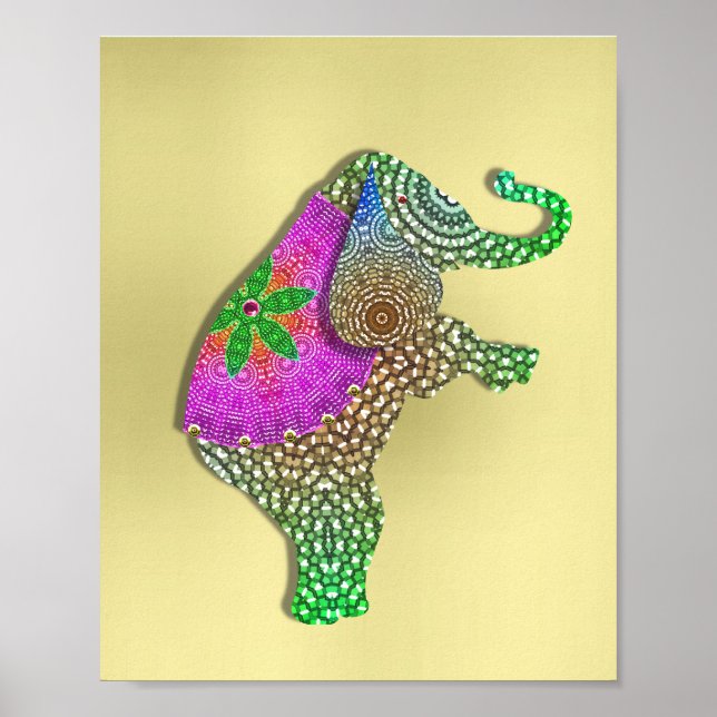 Poster Belle photo décorée d'éléphant indien (Devant)