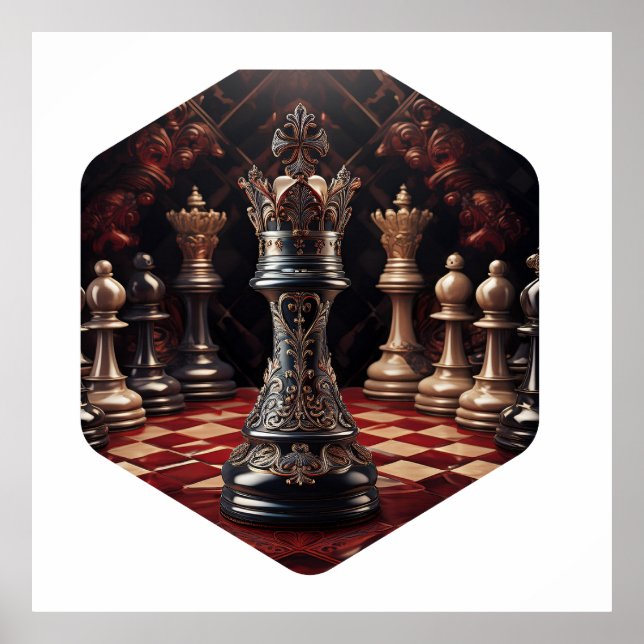Poster Belle pièce d'échecs baroque - La Reine (Devant)