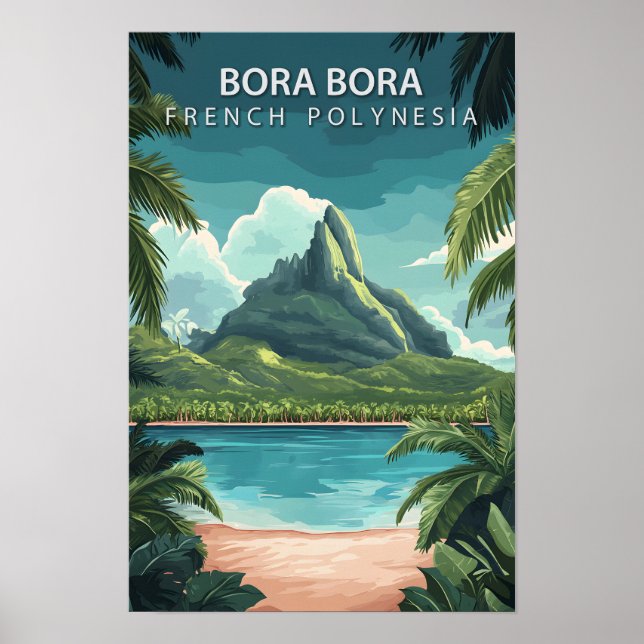 Poster Belle Place Bora Bora Polynésie française Voyage (Devant)