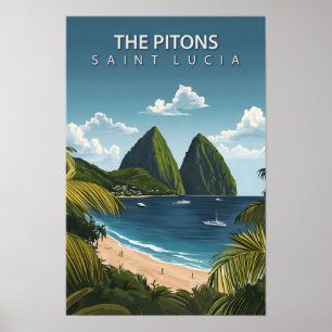 Poster Belle Place des Pitons Sainte Lucie Voyage