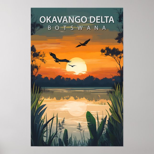 Poster Belle Place Okavango Delta Botswana Travel (Devant)