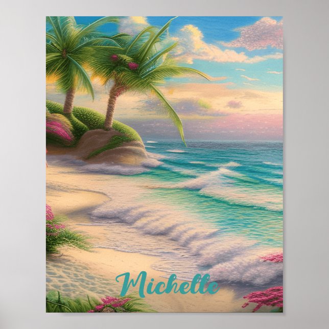 Poster Belle Plage Ocean Waves Sea Shells (Devant)
