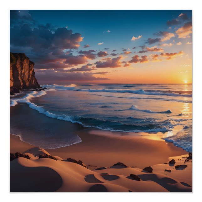 Poster Belle Plage Paysage Rocheux (Devant)