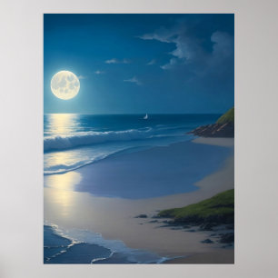 Poster Belle Pleine lune Ocean Art