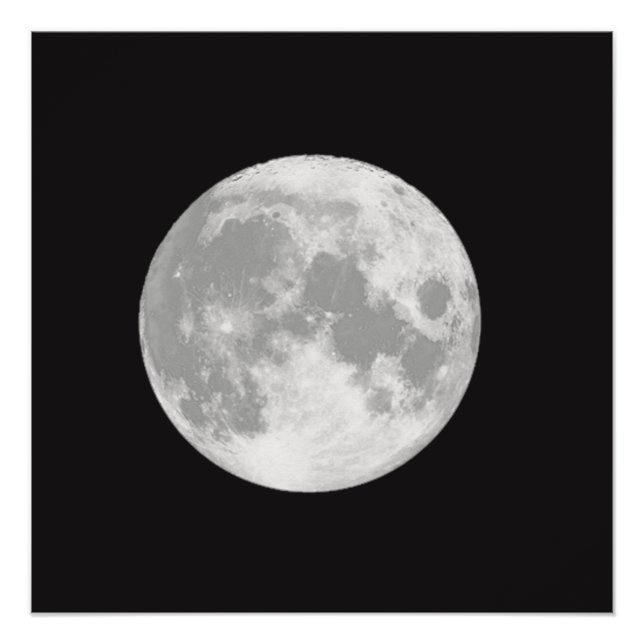 Poster Belle Pleine lune sur Noir (Devant)