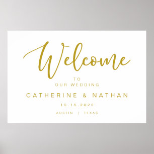 Poster Belle police Modern Gold, Mariage Welcome