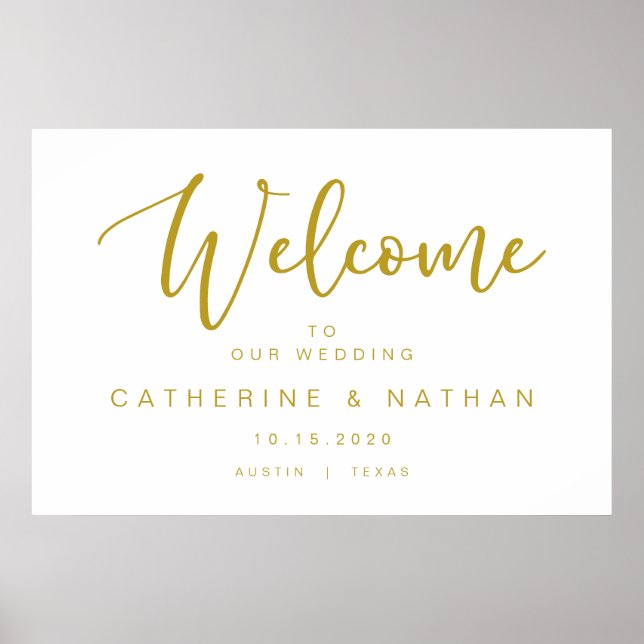 Poster Belle police Modern Gold, Mariage Welcome (Devant)