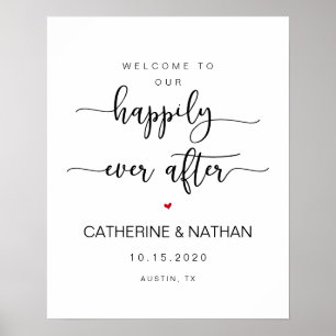 Poster Belle police moderne noire, Mariage Bienvenue