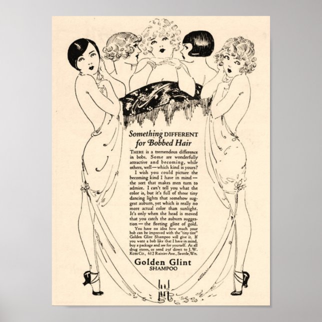 Poster Belle publicité au shampooing des années 1920 (Devant)