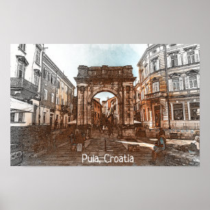 Poster Belle Pula Croatie Ville Peinture