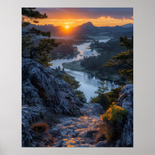 Poster Belle rivière à Sunset