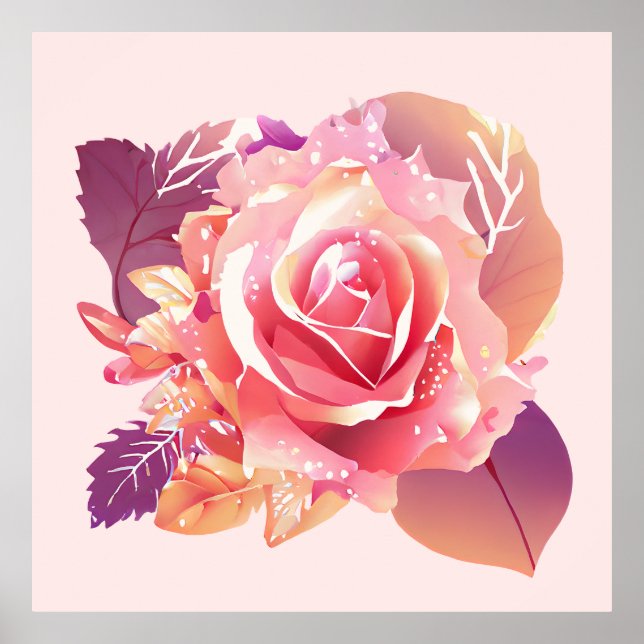 Poster Belle rose rose simple (Devant)