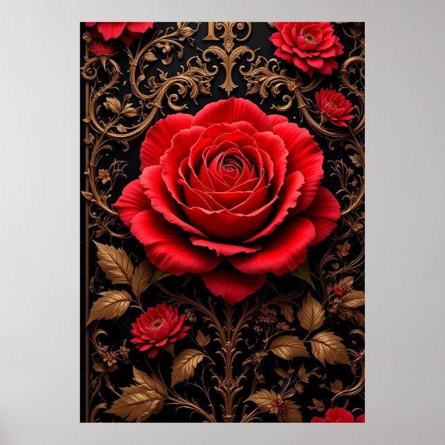 Poster Belle rose rouge (Devant)
