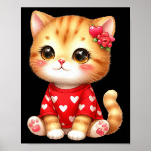 Poster Belle Saint Valentin Chat Kitten Avec Coeur